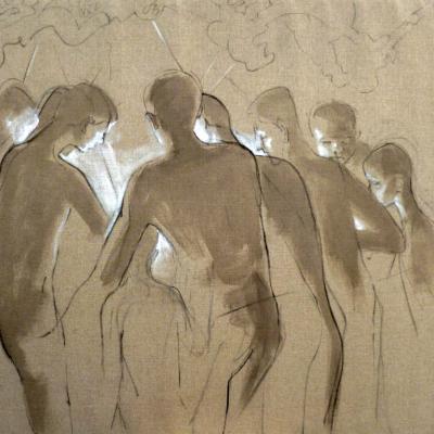 o.T., 2017; Acryl und Kohle auf Nessel, 100x120